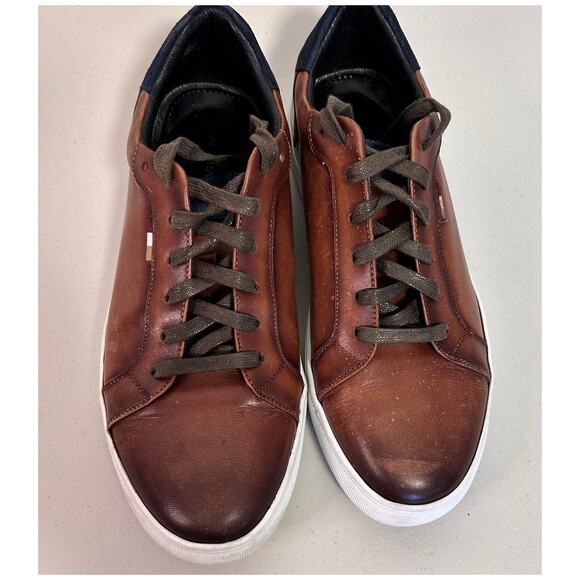 Zanzara Men's Casual Leather Lace-Up Sneakers Mahogany Brown‎ ZZ1775L Size 8 - Picture 10 of 10